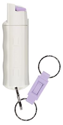 Sabre 25-Burst Quick-Release Red USA Formula Pepper Spray with Keychain, 10 ft. Range, 0.54 oz., White