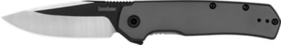 Kershaw 2.95 in. Thermal EDC Drop Point Folding Knife, Plain Black Oxide Satin Grinds 8Cr13MoV SS Blade, Gray PVD SS Handle