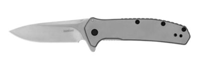 Kershaw 2.80 in. Outcome Clip Point Folding Knife, Plain Stonewashed 8Cr13MoV SS Blade, Bead Blasted SS Handle