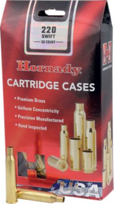 Hornady Unprimed Rifle Cases, 220 Swift, Brass, 50-Rounds