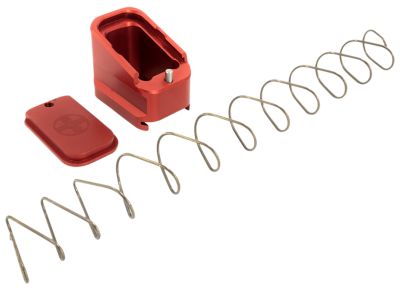 Shield Arms Magazine Extension for Glock 17/19X/22/34/35/45, 40 S&W/9mm Luger, 5 Round Capacity, Extended, Red, Aluminum