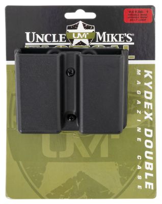 Uncle Mike's Kydex Double Mag Case, 9mm Luger 40 S&W, Belt Clip, Belts 1.75 in. Wide, Black, Kydex