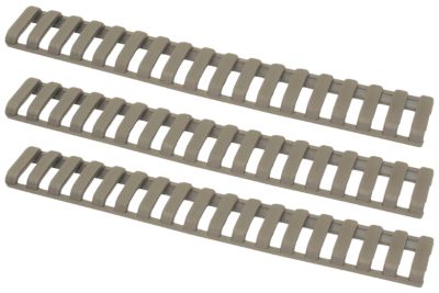 Ergo Low-Pro Ladder Rail Covers, Rifle, 18 Slot, 3-Pack, Dark Earth, Rubber
