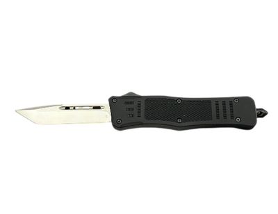 Steel River Knives 2.75 in. MT616 Ultralight Mini OTF Tanto Folding Knife, Plain Polished D2 Steel Blade, Black Aluminum Handle