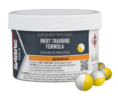 Sabre Inert Training Practice Projectiles, White/Yellow, 35 ct.