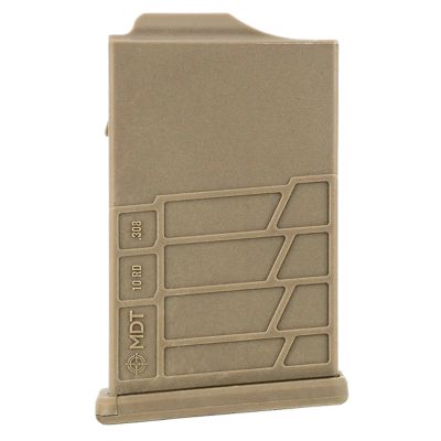 MDT Sporting Goods 10 Round 6.5 Creedmoor/308 Win AICS Magazine for Some Chassis/Bottom Metal, Extended, Short Action, FDE