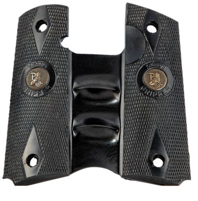 Pachmayr Signature Grip for 1911, Checkered, Black, Rubber with Finger Grooves