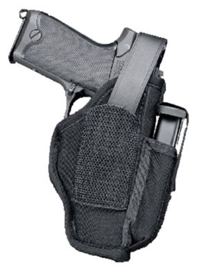 Uncle Mike's Sidekick IWB/OWB Holster Hip Holster for Medium Autos, Ambidextrous, Black, Kodra Nylon, Size 01