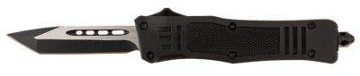 Steel River Knives 2.75 in. Spartan Mini OTF Tanto Folding Knife, Black/Silver 440C SS Blade, Black Aluminum Zinc Alloy Handle