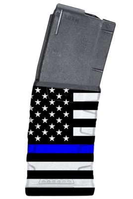 Mission First Tactical Extreme Duty 30 Round 223 Rem/5.56x45mm NATO Magazine for AR-15/M4, Black w/Blue Line American Flag