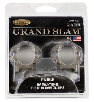 Weaver Mounts Grand Slam Rings, 1 in. Tube, Medium, Weaver, Silver, Steel
