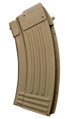 Global Ordnance 20 Round 7.62x39mm Magazine for AK-47, Fully Ribbed, FDE, Steel