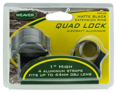 Weaver Mounts Quad Lock Detachable Rings, 1 in. Tube, High, Weaver, Extended, Matte Black, Aluminum