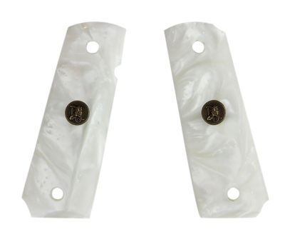 Pachmayr Custom Grip for 1911 with Ambidextrous Safety, White, Simulated Pearl Panels