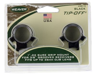 Weaver Mounts .22 Tip-Off Rings, 1 in. Tube, 3/8 in. Dovetail, Black, Aluminum