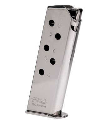 Walther Arms 6 Round 380 ACP Magazine for Walther PPK, Stainless Steel