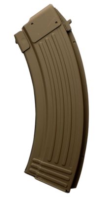 Global Ordnance 30 Round 7.62x39mm Magazine for AK-47, Fully Ribbed, FDE, Steel