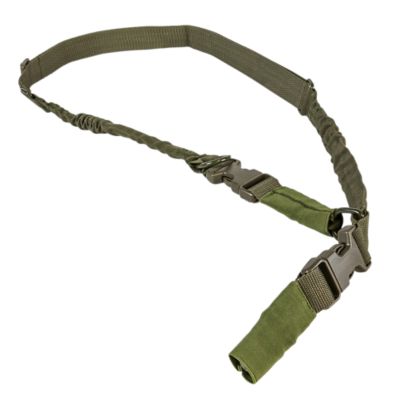 NCStar VISM Nylon Strap and Elastic Shock-Cord Adjustable Bungee Rifle Sling, 55 to 72 in., Green