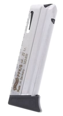 Walther Arms 10 Round 22 LR Magazine for Walther PPK/S, Nickel, Polymer