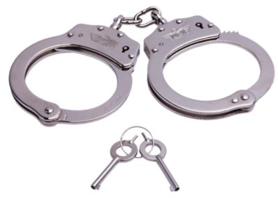 Uzi Accessories Chain Handcuffs, Silver, Stainless Steel, Includes 2 Keys