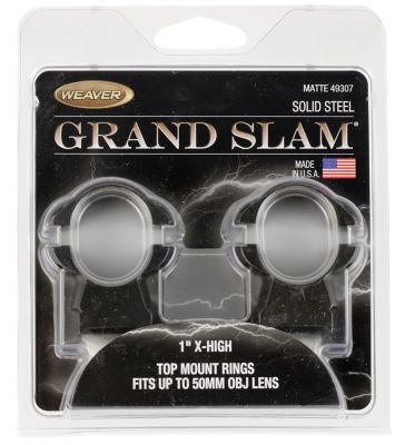 Weaver Mounts Grand Slam Rings, 1 in. Tube, Extra High, Weaver, Matte Black, Steel