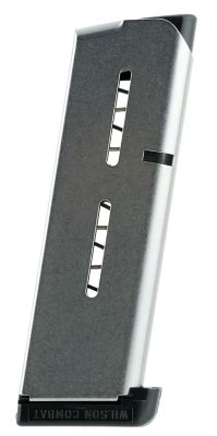 Wilson Combat 7 Round 45 ACP Magazine for 1911 Officer, Detachable w/ Standard Floor Plate, Stainless Steel, 47OX