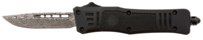 Steel River Knives 2.75 in. Spartan Mini OTF Drop Point Folding Knife, Laser Etched Damascus 440C SS Blade, Aluminum Zinc Handle