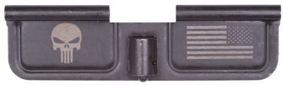 Spikes Ejection Port Door for AR-15, Black Phosphate, Punisher and Flag, Steel