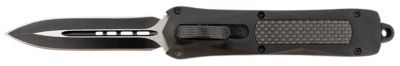 Steel River Knives 3.5 in. Spartan OTF Folding Dagger, Black/Silver 440C SS Blade, Black Carbon Fiber Inlay Aluminum Zinc Handle