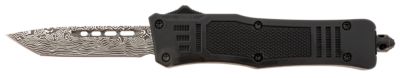 Steel River Knives 2.75 in. Spartan Mini OTF Tanto Folding Knife, Laser Etched Damascus 440C SS Blade, Aluminum Zinc Handle