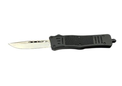 Steel River Knives 2.75 in. MT616 Ultralight Mini OTF Drop Point Folding Knife, Polished D2 Steel Blade, Black Aluminum Handle