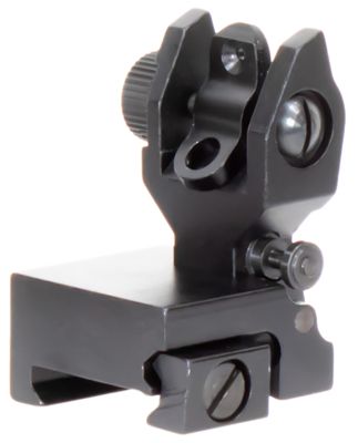 AIM Sports AR Low Profile Rear Flip Up Sight for AR-15, Black Anodized, Low Profile
