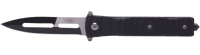 Uzi Accessories 3.5 in. Mossad III Spear Point Folding Knife, Plain Black/Silver Stainless Steel Blade, Black G10 Handle