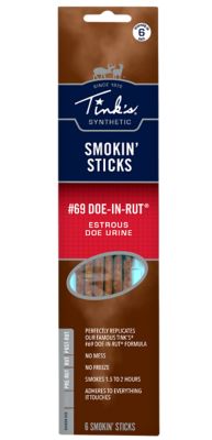 Tinks #69 Doe-in-Rut Estrus Doe Urine Deer Attractant Smokin Sticks, 6 ct.