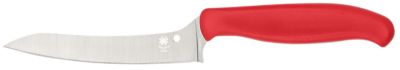 Spyderco 4.40 in. Z-Cut Pointed Fixed Blade Knife, Plain Stonewashed CTS BD1N SS Blade, Red Textured Polypropylene Handle