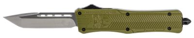 CobraTec Knives 3 in. Medium CTK-1 OTF Tanto Knife, Plain D2 Steel Blade, OD Green Aluminum Handle