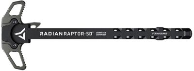 Radian Weapons Raptor SD Charging Handle for Mil-Spec AR-15/M16, Ambidextrous, Gas Ported Shaft, Black, Radian Gray, Aluminum
