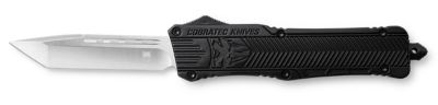 CobraTec Knives 3.25 in. Large CTK-1 OTF Tanto Folding Knife, Plain D2 Steel Blade, Black Aluminum Handle