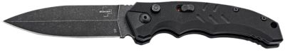 Boker 3.35 in. Intention II Folding Knife, Plain D2 Steel Blade, Black G10 Handle