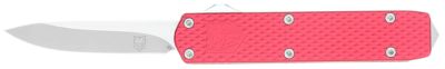 CobraTec Knives 2.25 in. Mini Mamba Gen II OTF Knife, Plain Stonewashed D2 Steel Blade, Red Textured Anodized Aluminum Handle