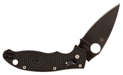 Spyderco 3.37 in. Manix 2 Lightweight Drop Point Folding Knife with Pocket Clip, Black DLC BD1 Steel Blade, Black FRCP Handle
