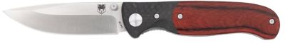 CobraTec Knives 3.25 in. Baron EDC Drop Point Folding Knife, Plain Satin 154CM SS Blade, Carbon Fiber/Pakkawood Handle