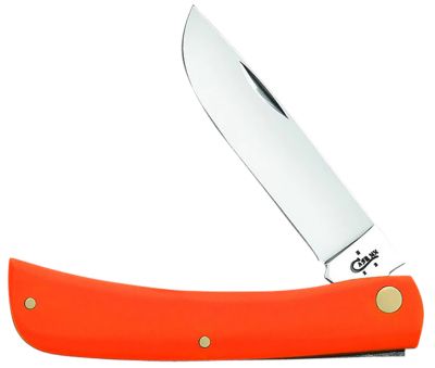 Case 3.30 in. Sod Buster Skinner Folding Knife, Plain Mirror Polished Tru-Sharp SS Blade, Smooth Orange Synthetic Handle