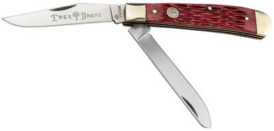 Boker Trapper 2.0 Clip Point/Spey Knife, Plain D2 Steel Blade, Red Jigged Bone Handle