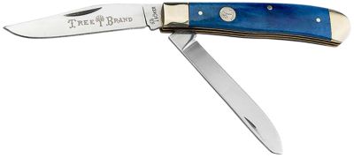 Boker Trapper 2.0 Clip Point/Spey Knife, Plain D2 Steel Blade, Blue Jigged Bone Handle