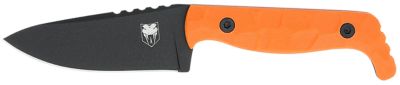 CobraTec Knives 4 in. KingPin EDC Drop Point Fixed Blade Knife, Black Powder-Coat D2 Steel Blade, Blaze Orange G10 Scales Handle