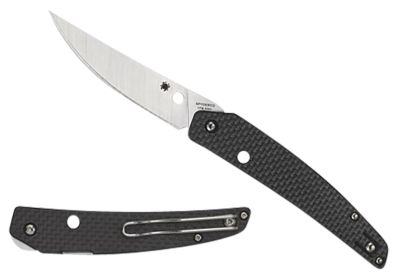 Spyderco 3.26 in. Ikuchi Folding Knife, Plain CPM S30V SS Blade, Black Textured Carbon Fiber/G10 Handle