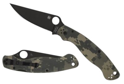 Spyderco 4 in. Military 2 Folding Knife with Pocket Clip, Plain Black DLC CPM S30V SS Blade, Digital Camo G10 Handle