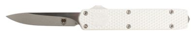 CobraTec Knives 2.25 in. Mini Mamba Gen II OTF Knife, Plain Stonewashed D2 Steel Blade, Silver Textured Anodized Aluminum Handle