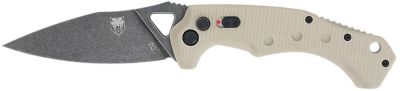 CobraTec Knives 3.75 in. Ryker Folding Knife, Plain Black Stonewashed D2 Steel Blade, Tan Textured G10 Handle